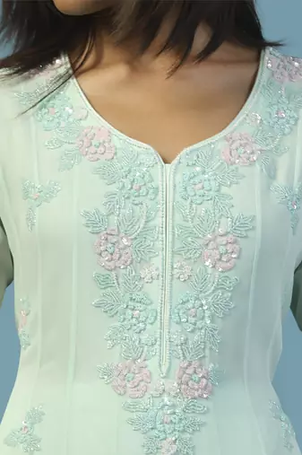 Blue georgette embroidered anarkali