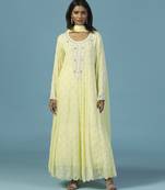 Yellow georgette embroidered anarkali