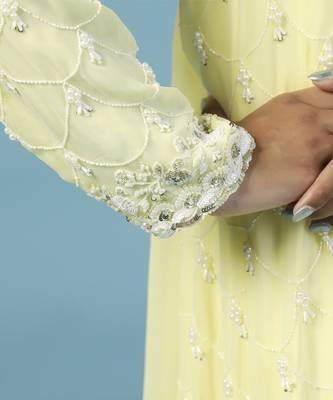 Yellow georgette embroidered anarkali 4
