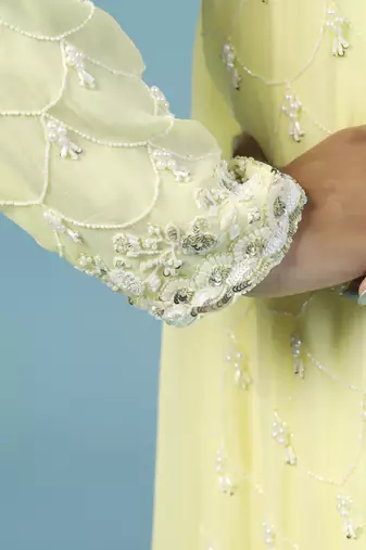 Yellow georgette embroidered anarkali