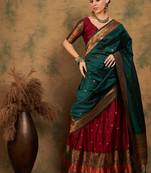 Maroon Semi-Stiched Weaving Work Banarasi Silk Lehenga Choli 