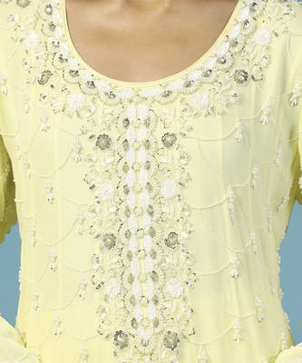 Yellow georgette embroidered anarkali 5