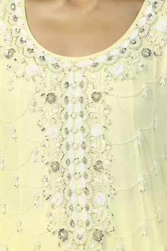 Yellow georgette embroidered anarkali