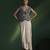 Blue satin embroidered top with plain dhoti
