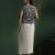 Blue satin embroidered top with plain dhoti