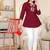Maroon embroidered roman silk top with 3/4 sleeves