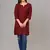 Maroon solid roman silk regular top with 3/4 sleeves
