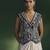 Blue satin embroidered top with plain dhoti