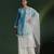 Blue silk embroidered kurta set