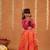 Pink laheriya printed georgette top with georgette crushed multicoloured lehenga (set of 2)