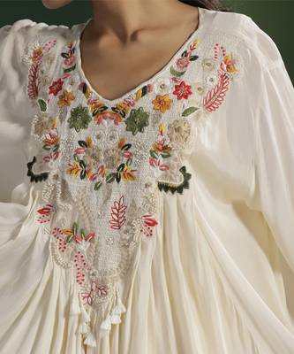 Ivory georgette embroidered co ord set 2