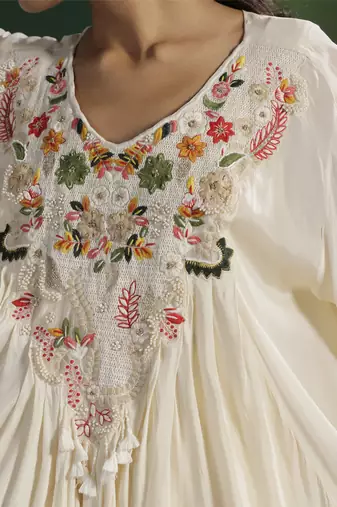 Ivory georgette embroidered co ord set