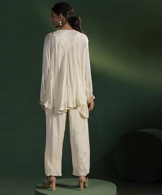 Ivory georgette embroidered co ord set 3