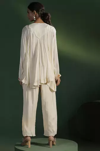 Ivory georgette embroidered co ord set