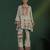 Grey tissue embroidered kurta & pant with potli