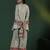 Grey tissue embroidered kurta & pant with potli