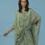 Green crepe embroidered kaftan gown