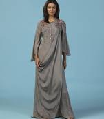 Grey chiffon embroidered gown