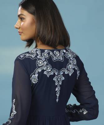 Blue georgette embroidered anarkali 2