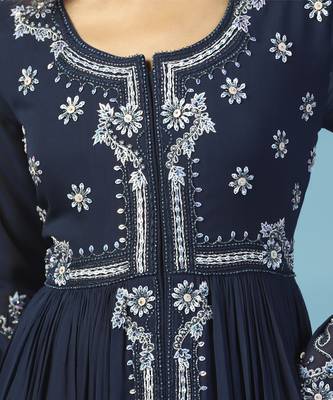 Blue georgette embroidered anarkali 3