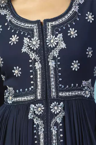 Blue georgette embroidered anarkali