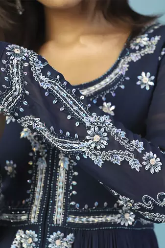 Blue georgette embroidered anarkali