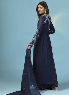 Blue georgette embroidered anarkali 5