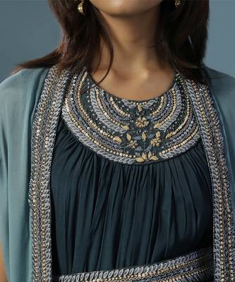 Blue georgette embroidered co ord set 2