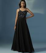 Black georgette embroidered gown