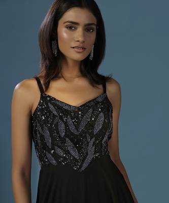 Black georgette embroidered gown 3