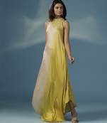 Yellow satin plain dress