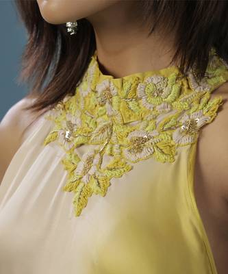 Yellow satin plain dress 5
