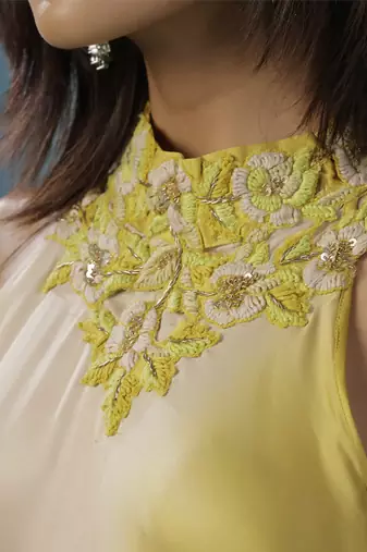 Yellow satin plain dress