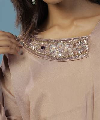 Gold chinon plain kurta with pant 3