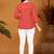 Rust orange embroidered roman silk 3/4 sleeve top