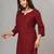 Maroon solid roman silk regular top with 3/4 sleeves