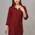 Maroon solid roman silk regular top with 3/4 sleeves