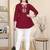 Maroon embroidered roman silk top with 3/4 sleeves