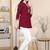 Maroon embroidered roman silk top with 3/4 sleeves