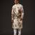 White Floral Printed cotton nehru jacket