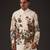 White Floral Printed cotton nehru jacket