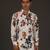 White Floral Printed satin  shirt