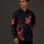 Black Floral Printed satin  shirt