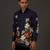 Indigo Floral Printed satin  shirt