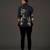 Black Floral Printed satin  shirt