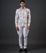 White animal printed satin  shirt
