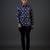 Blue animal printed satin  shirt
