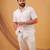 White flora embroided cotton shirt for mens