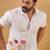 White flora embroided cotton shirt for mens