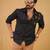 Black onyx embroided cotton shirt for mens